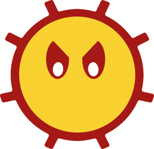 Image is a cartoon sun with angry eyes.
