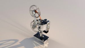 Image is of a film projector against a white background.