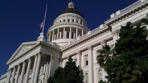Image is a close up of the California Capitol building.