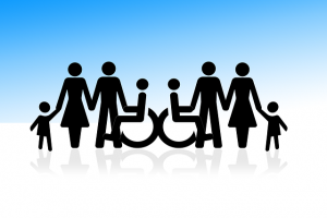 Image is an illustration of the inclusion of disabled citizens.