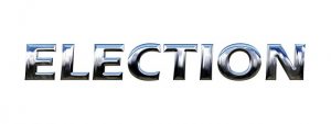Image is the word Election in a metallic font.