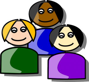 Image is a cartoon drawing of four different female figures.