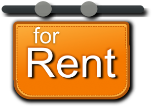 image is a for rent sign.