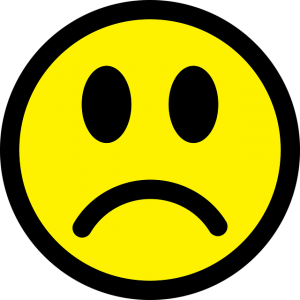 Image is a yellow and black frowny face.