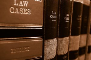 Image is a close up of law case books.