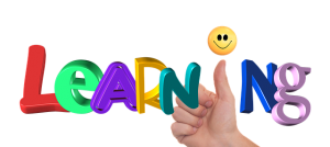 Image is the word Learning in colorful letters.