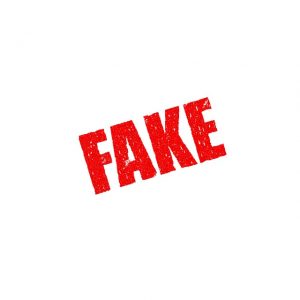 Image is the word FAKE written in red against a white background.