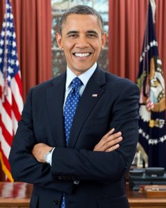 Image is a presidential picture of Barack Obama.