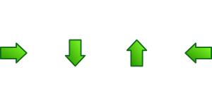 Image is a line of green arrows pointing in different directions.