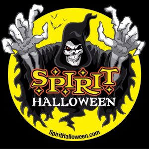 Image is the Spirit Halloween logo.